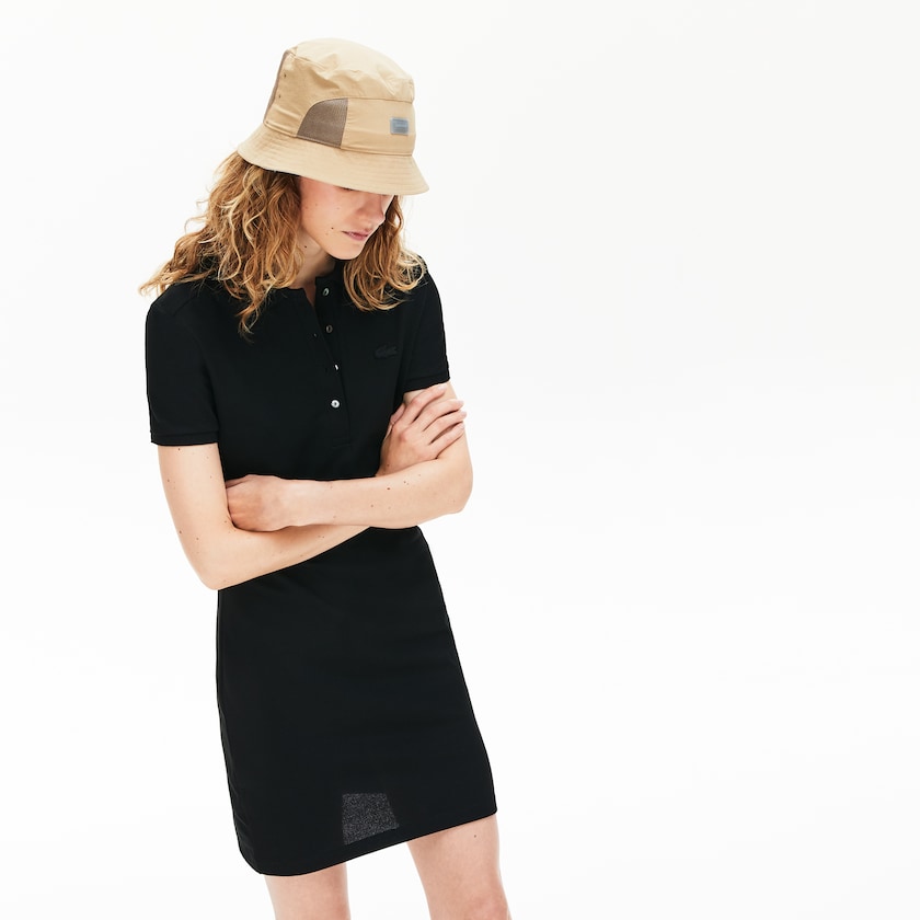 Vestido Tipo Polo Lacoste Stretch Cotton Piqué Mujer Negros | YJ0-75997Z5