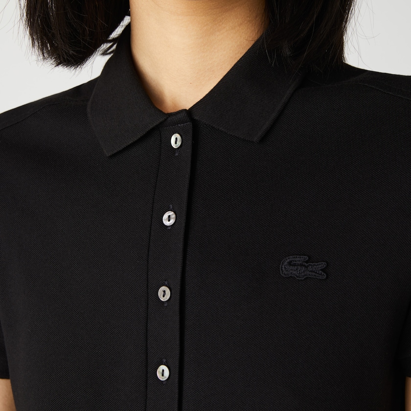 Vestido Tipo Polo Lacoste Stretch Cotton Piqué Mujer Negros | YJ0-75997Z5