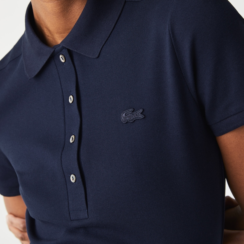 Vestido Tipo Polo Lacoste Stretch Cotton Piqué Mujer Azul Marino Azules | XV7-38593M2