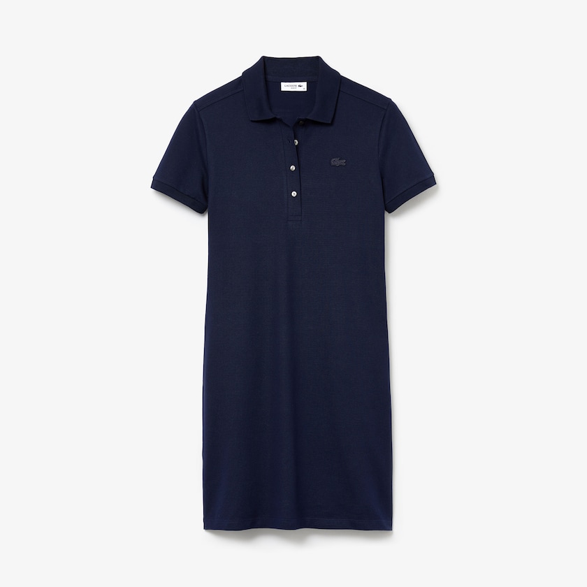 Vestido Tipo Polo Lacoste Stretch Cotton Piqué Mujer Azul Marino Azules | XV7-38593M2