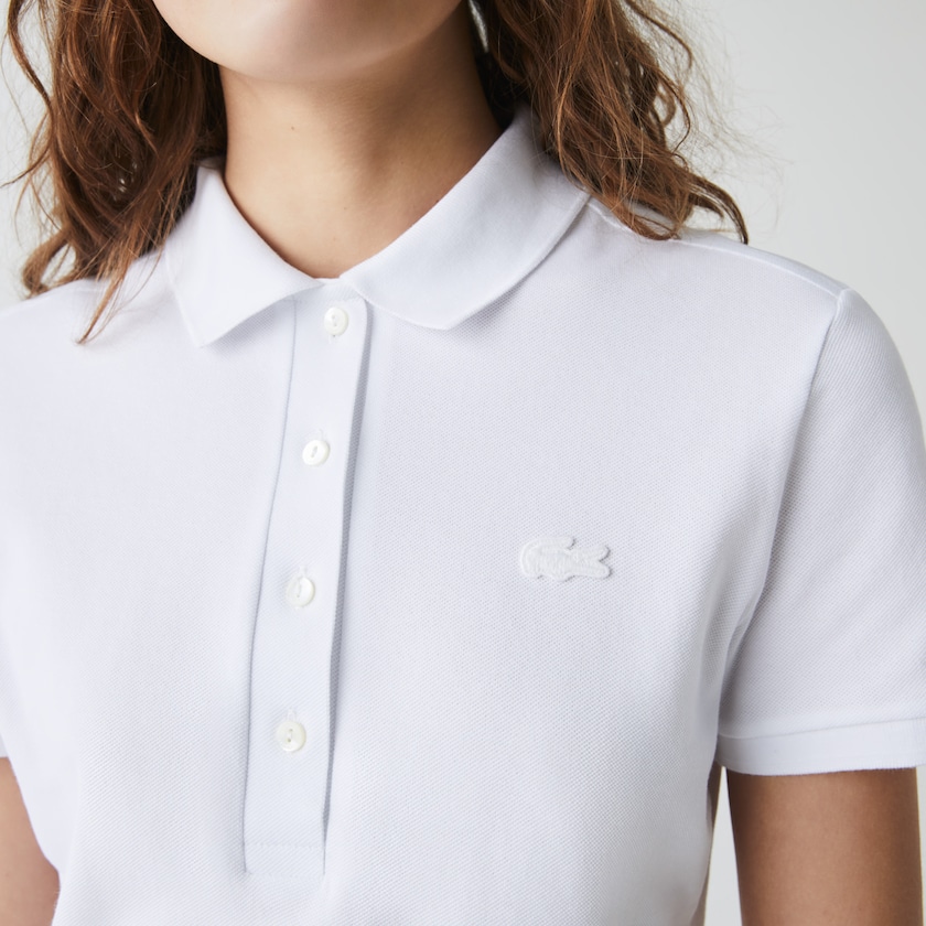 Vestido Tipo Polo Lacoste Stretch Cotton Piqué Mujer Blancos | HI8-41364R1