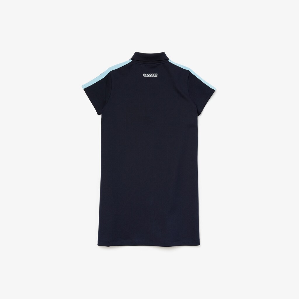 Vestido Tipo Polo Lacoste Niños Azul Marino Azules Rosas Azules Striped Band Stretch OH7-74097F1