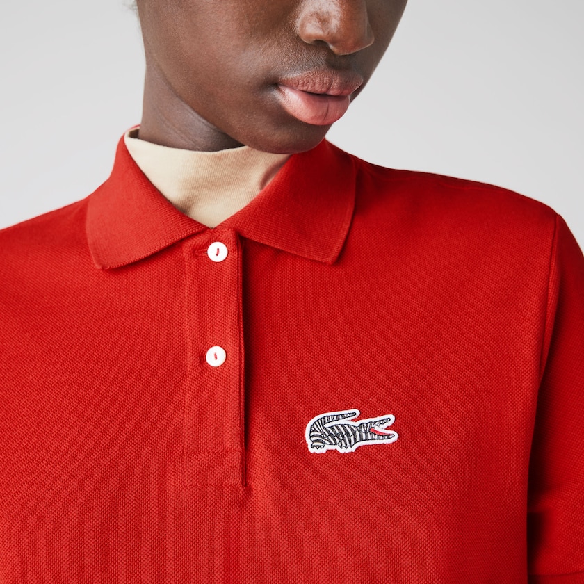 Vestido Tipo Polo Lacoste x National Geographic Cotton Piqué Mujer Rojos Blancos | EO8-14661U4
