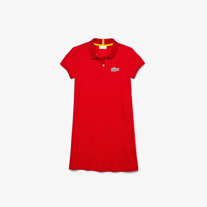Vestido Tipo Polo Lacoste Niños Rojos Blancos x National Geographic Cotton Piqué ZU6-63836I7