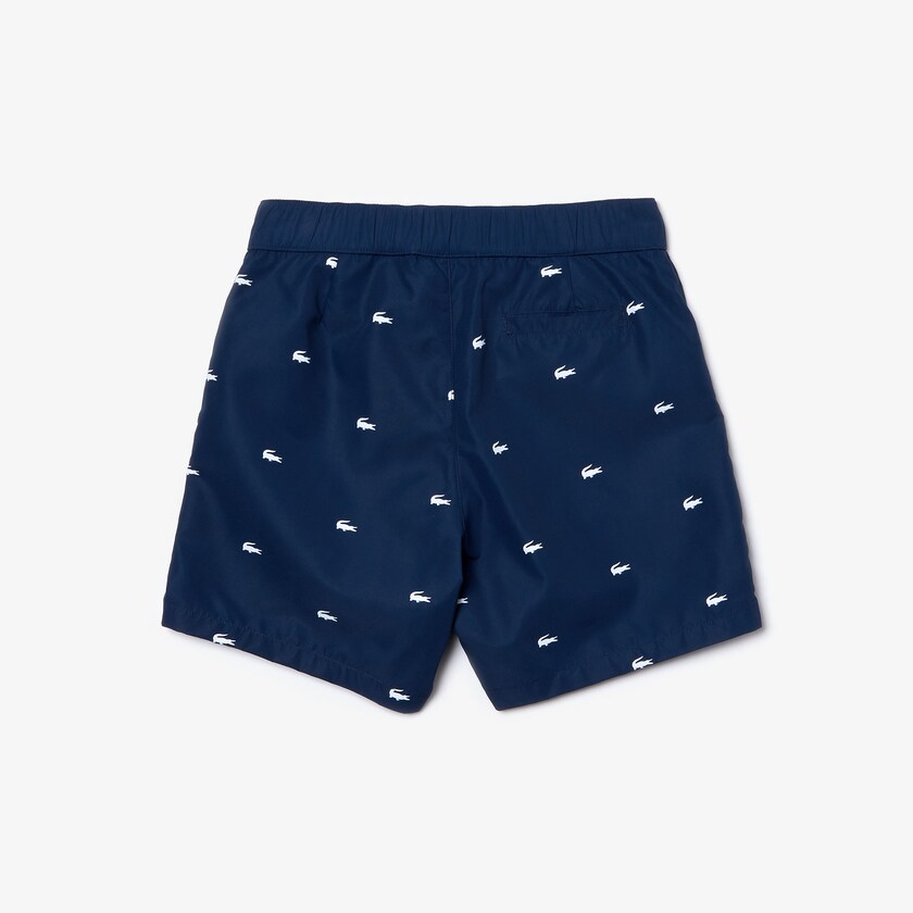 Short Lacoste Niños Azul Marino Azules Blancos All-Over Croc Swim Trunks MH8-69976P7