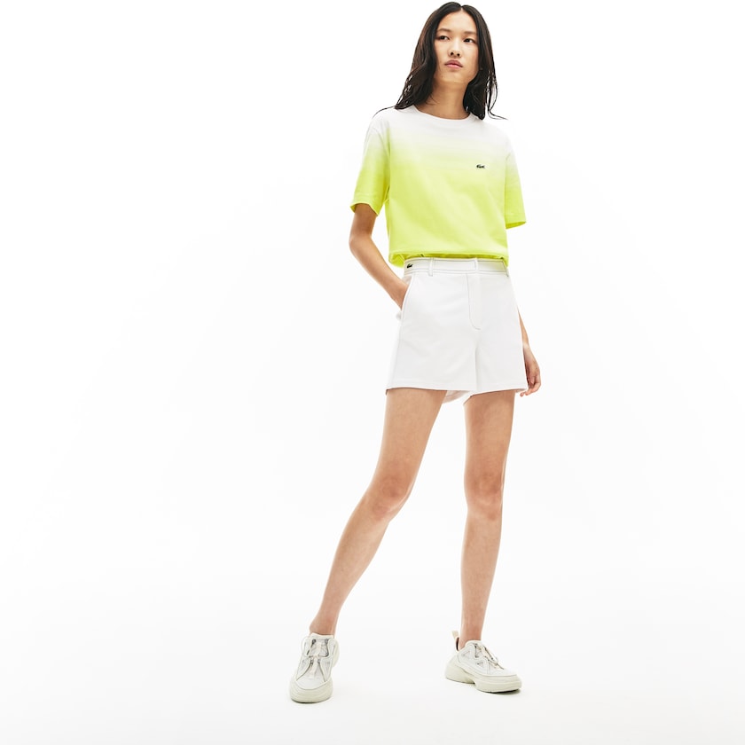 Short Lacoste Made in France Contrast Stitching Mujer Blancos Azul Marino Azules | TS4-68016B4