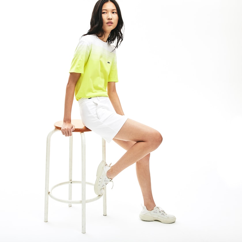 Short Lacoste Made in France Contrast Stitching Mujer Blancos Azul Marino Azules | TS4-68016B4