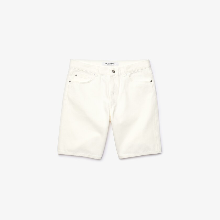 Short Lacoste Regular Fit Five-Pocket Denim Hombre Blancos | TY8-73127G3