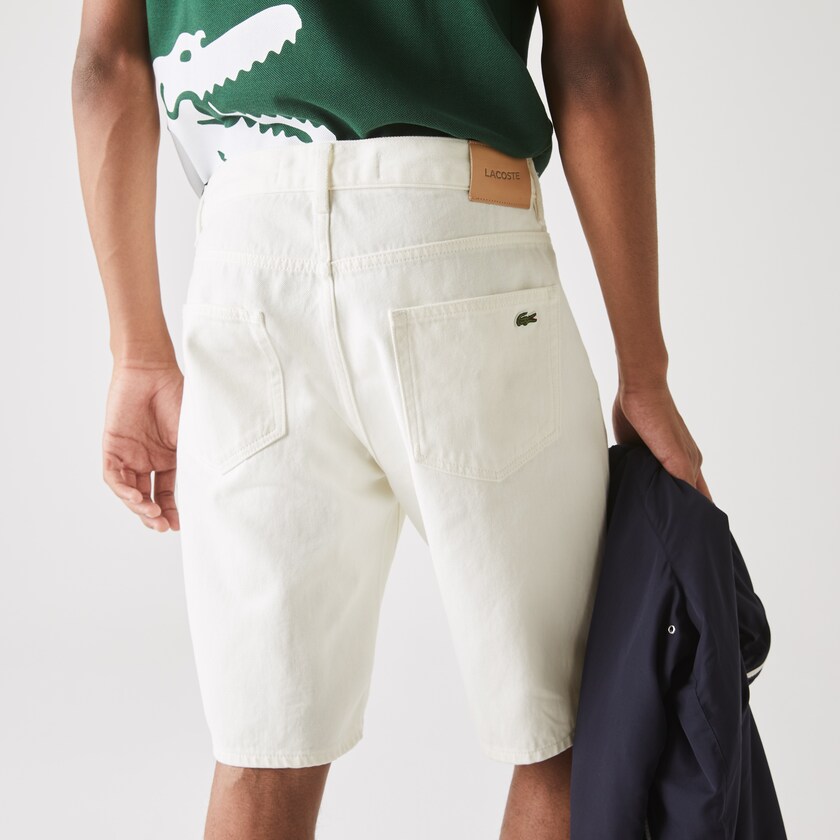 Short Lacoste Regular Fit Five-Pocket Denim Hombre Blancos | TY8-73127G3