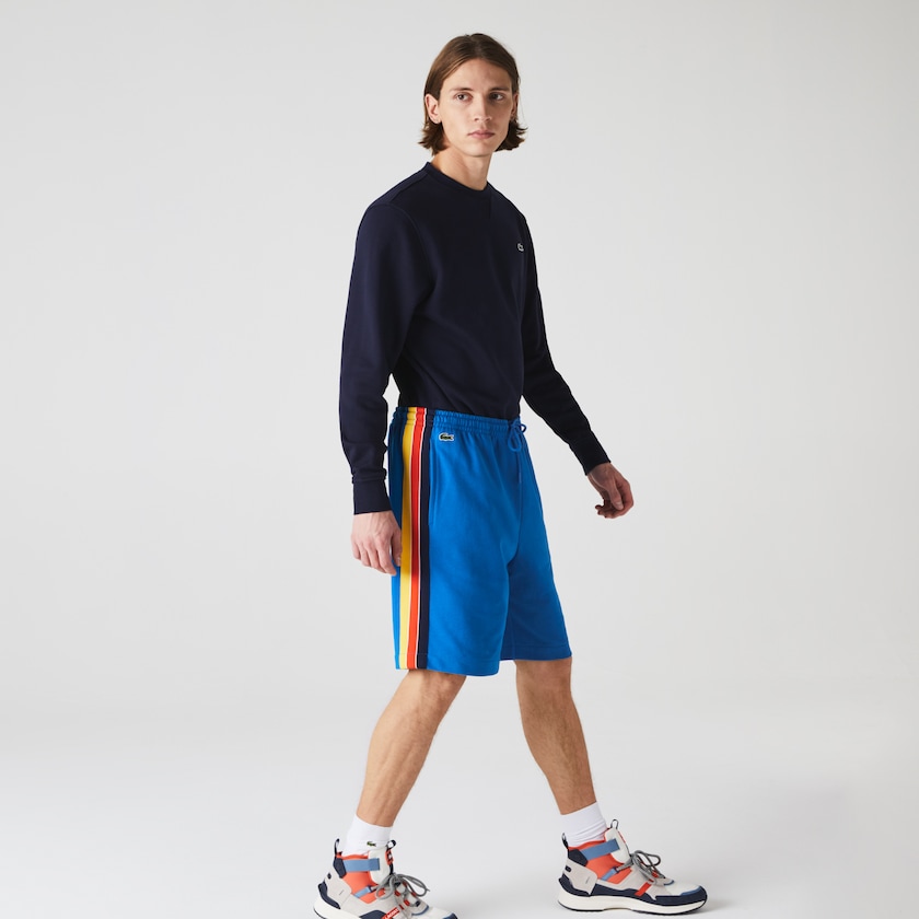Short Lacoste SPORT Contrast Band Fleece Hombre Azules Amarillos Rojos Azul Marino Azules Blancos | DK3-53925X5