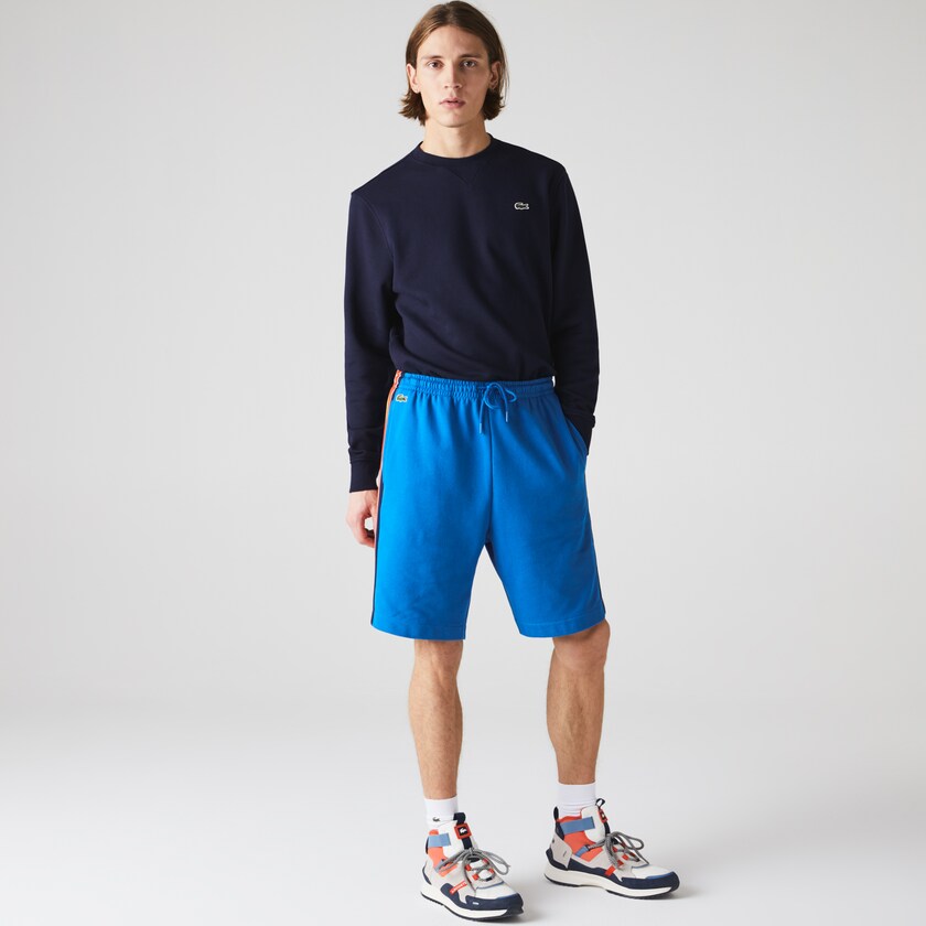 Short Lacoste SPORT Contrast Band Fleece Hombre Azules Amarillos Rojos Azul Marino Azules Blancos | DK3-53925X5