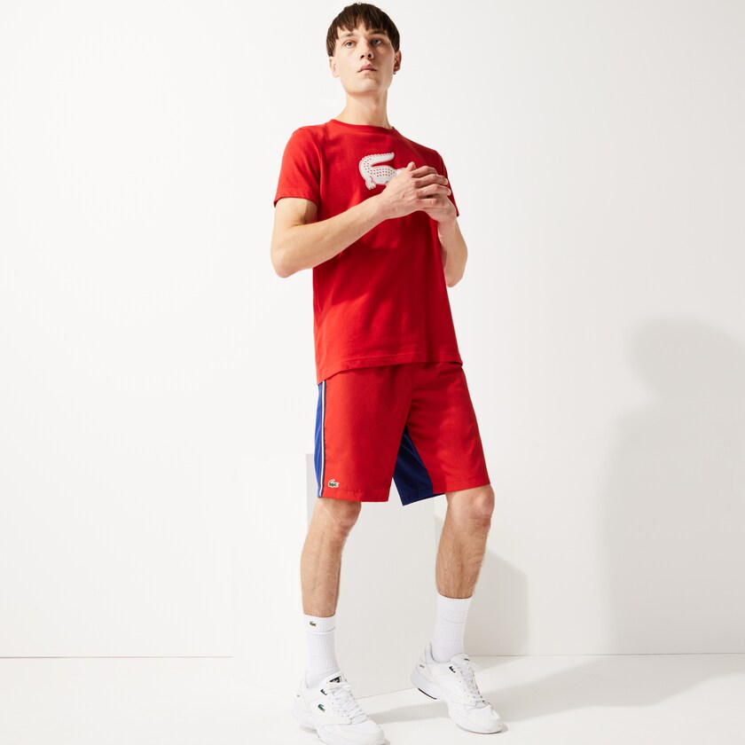 Short Lacoste SPORT Contrast Band Two-Tone Lightweight Hombre Rojos Azules | KP1-35203V8