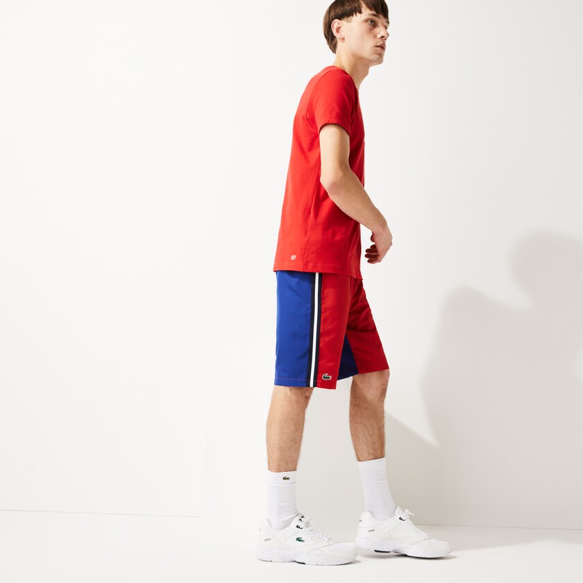 Short Lacoste SPORT Contrast Band Two-Tone Lightweight Hombre Rojos Azules | KP1-35203V8
