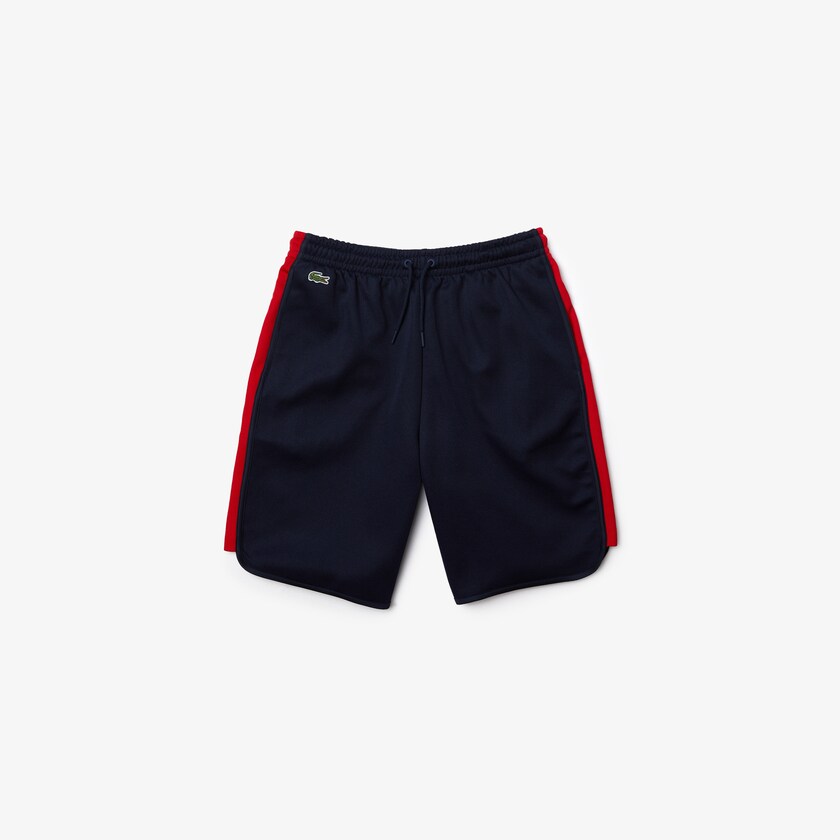 Short Lacoste SPORT Contrast Bands Cotton Blend Hombre Azul Marino Azules Rojos | DK6-73497M9