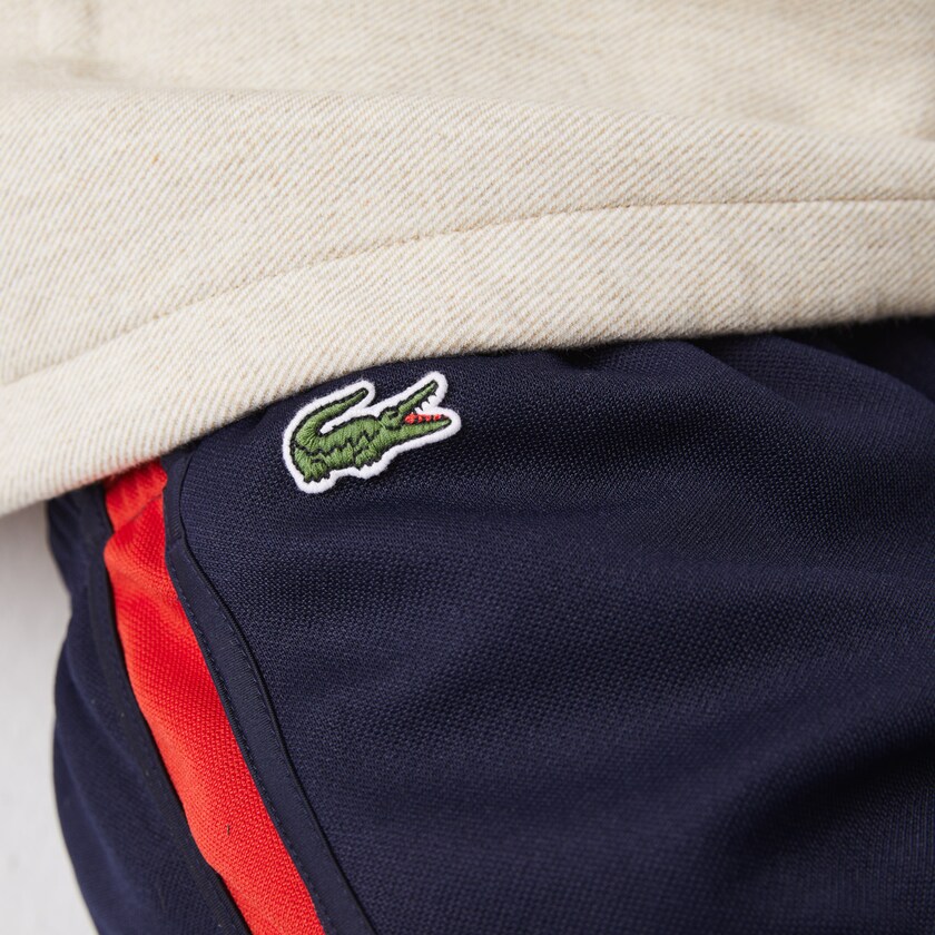 Short Lacoste SPORT Contrast Bands Cotton Blend Hombre Azul Marino Azules Rojos | DK6-73497M9
