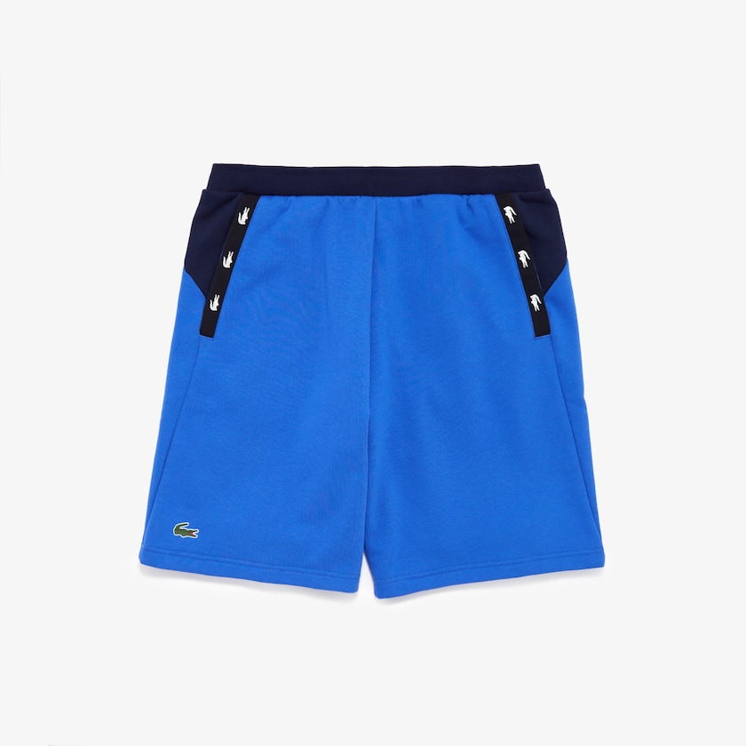 Short Lacoste SPORT Crocodile Striped Colorblock Fleece Hombre Azules Azul Marino Azules | AR1-66726F1