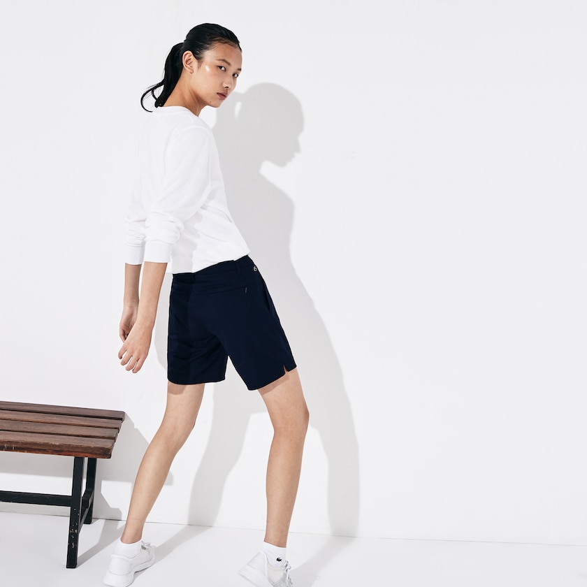 Short Lacoste SPORT Gabardine Bermuda Mujer Azul Marino Azules | UV3-57215G3
