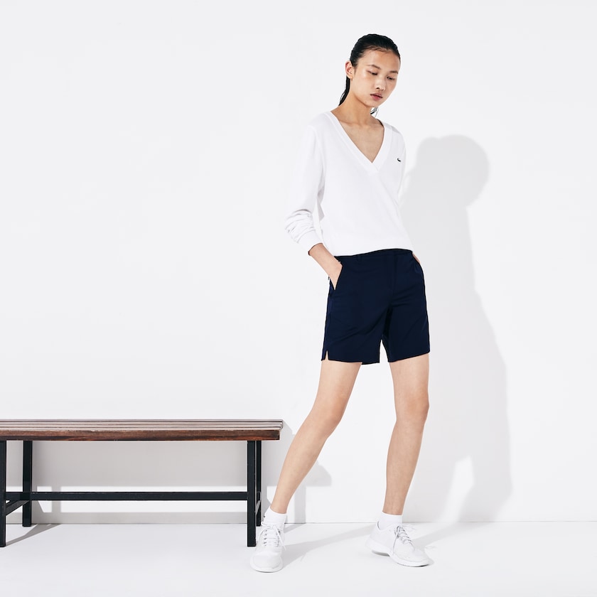 Short Lacoste SPORT Gabardine Bermuda Mujer Azul Marino Azules | UV3-57215G3