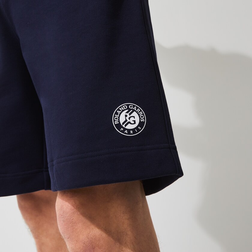 Short Lacoste SPORT Roland Garros Cotton Fleece Hombre Azul Marino Azules Verdes Blancos | IO3-02980Z6