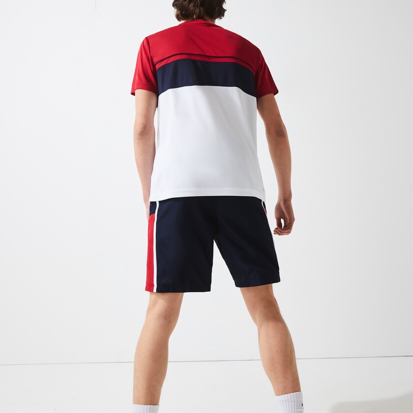 Short Lacoste SPORT Taffeta Tennis Hombre Azul Marino Azules Rojos Blancos | CS5-93759F7