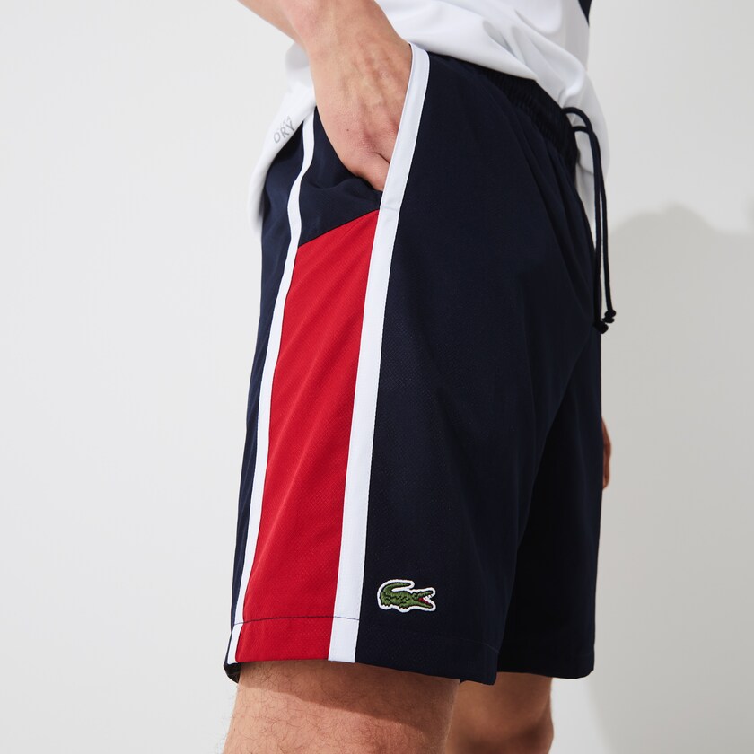 Short Lacoste SPORT Taffeta Tennis Hombre Azul Marino Azules Rojos Blancos | CS5-93759F7