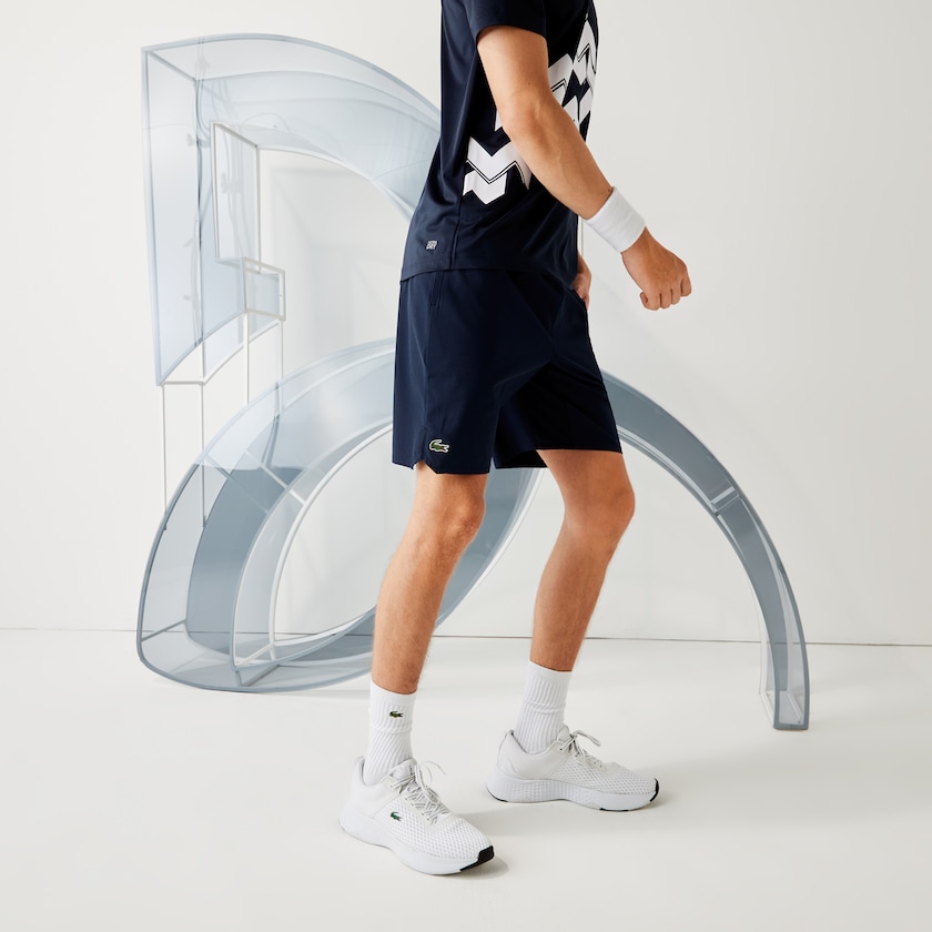 Short Lacoste SPORT x Novak Djokovic Stretch Taffeta Hombre Azul Marino Azules Blancos | TU9-49274X0