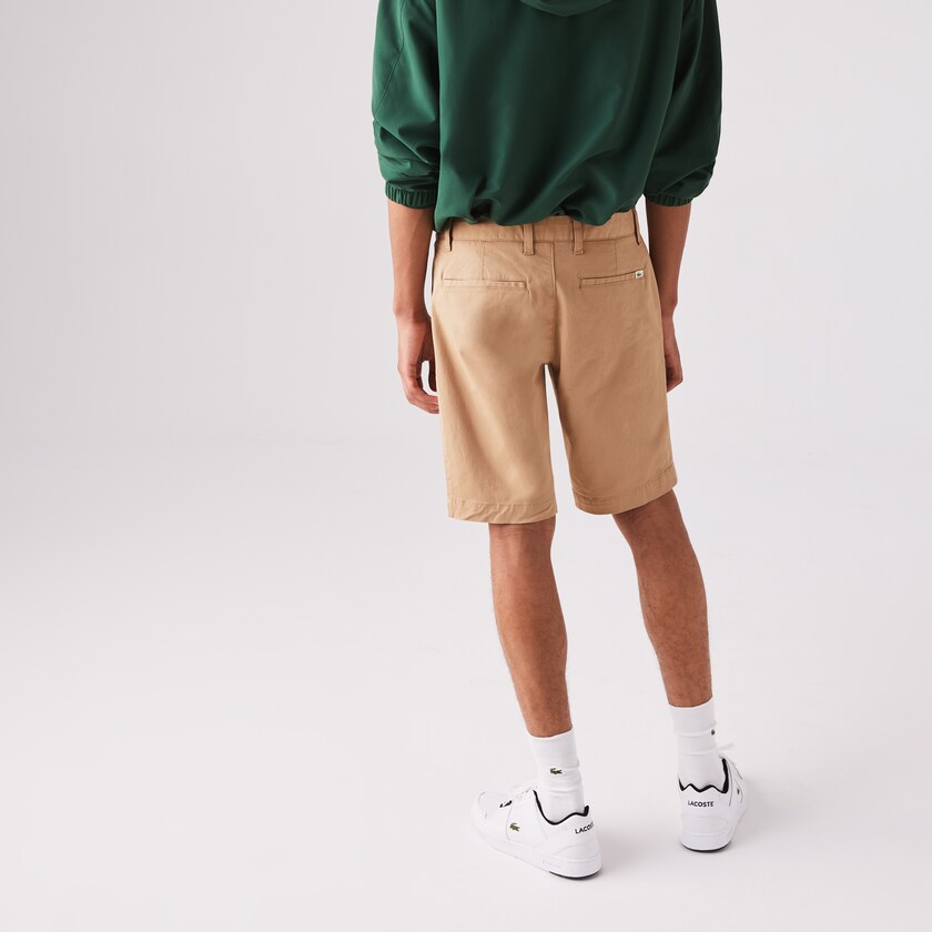 Short Lacoste Slim Fit Stretch Gabardine Hombre Beige | AA2-12171P7