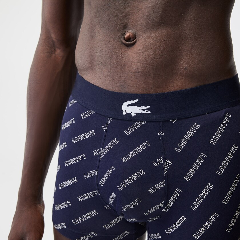Short Lacoste Stretch Cotton Trunk 3-Pack Hombre Azul Marino Azules Blancos Grises Azul Marino Azules | HF6-50265X8