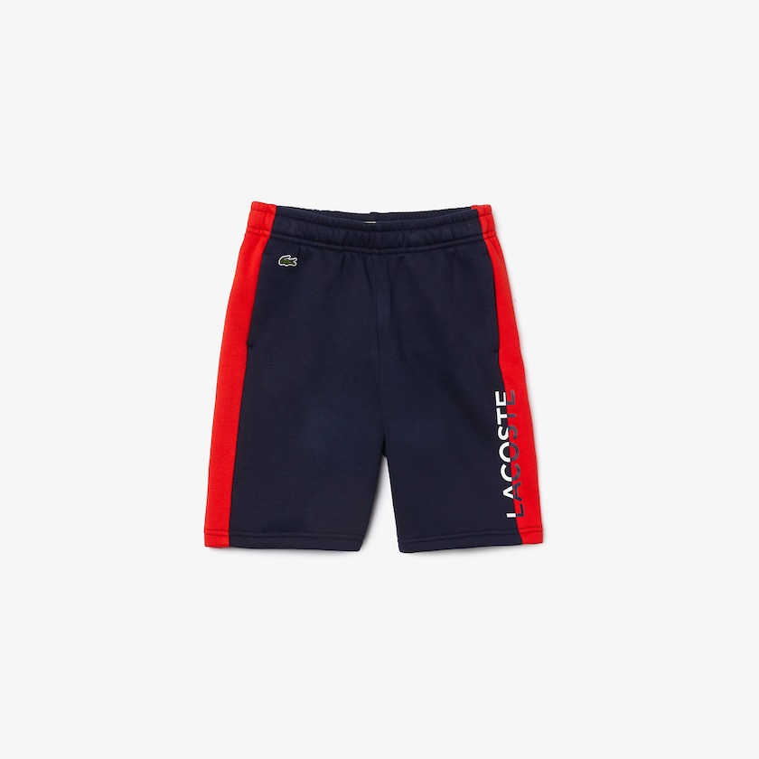 Short Lacoste Niños Azul Marino Azules Rojos Two-Tone Fleece JN0-05670Q4