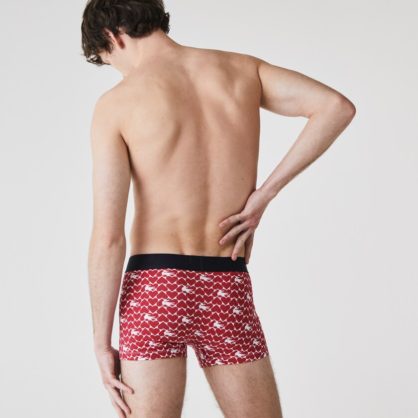 Short Lacoste Valentine's Day Stretch Cotton Trunk 3-Pack Hombre Rojos Azul Marino Azules Blancos | MW3-02360M1