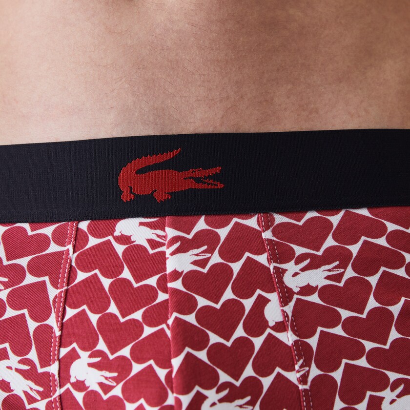 Short Lacoste Valentine's Day Stretch Cotton Trunk 3-Pack Hombre Rojos Azul Marino Azules Blancos | MW3-02360M1
