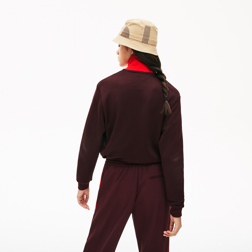 Sudaderas Lacoste Color-Block Fleece Zip Up Mujer Rojos Oscuro Beige Rojos | YU0-59595Y3