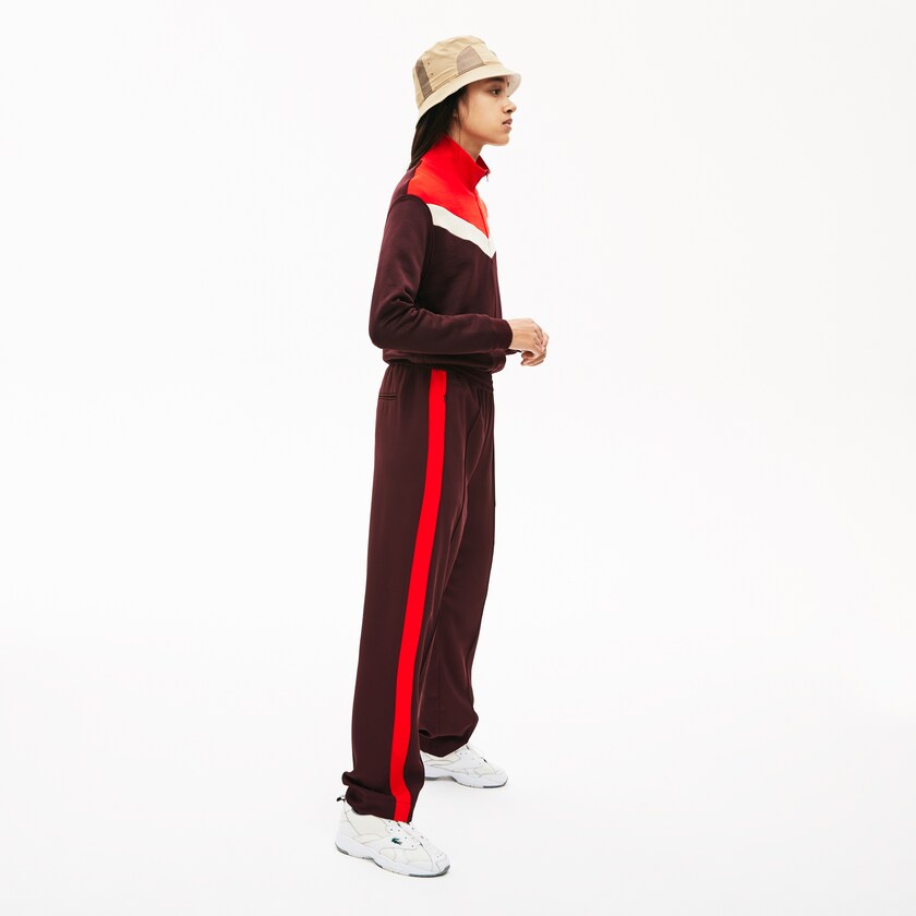 Sudaderas Lacoste Color-Block Fleece Zip Up Mujer Rojos Oscuro Beige Rojos | YU0-59595Y3