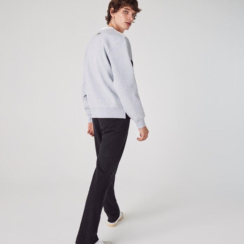 Sudaderas Lacoste Colorblock Cotton Blend Crew Neck Hombre Negros Grises Blancos | EA2-42644H1