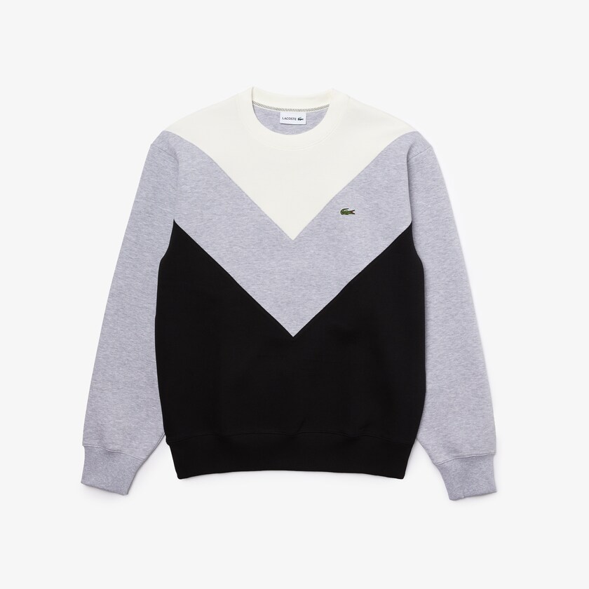 Sudaderas Lacoste Colorblock Cotton Blend Crew Neck Hombre Negros Grises Blancos | EA2-42644H1