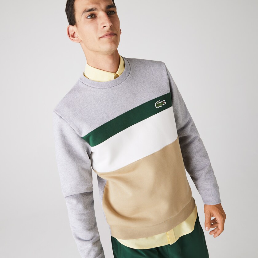 Sudaderas Lacoste Colorblock Fleece Crew Neck Hombre Beige Blancos Verdes Grises | LY4-65916G7
