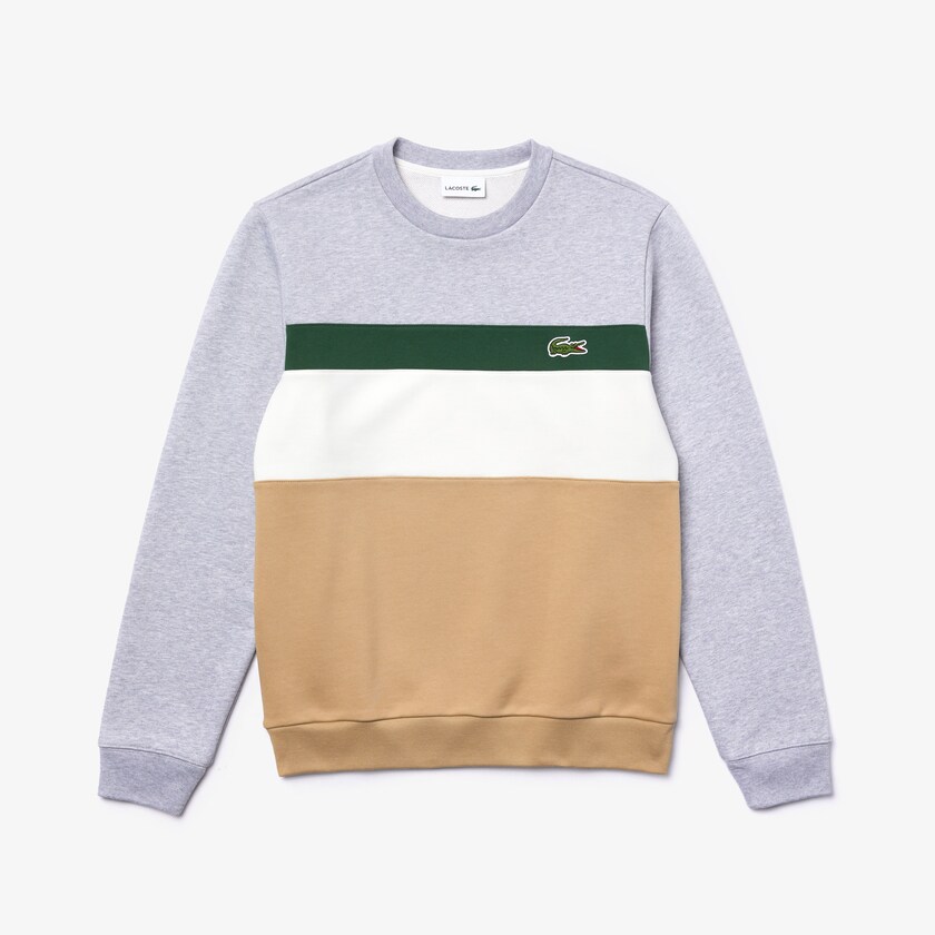 Sudaderas Lacoste Colorblock Fleece Crew Neck Hombre Beige Blancos Verdes Grises | LY4-65916G7