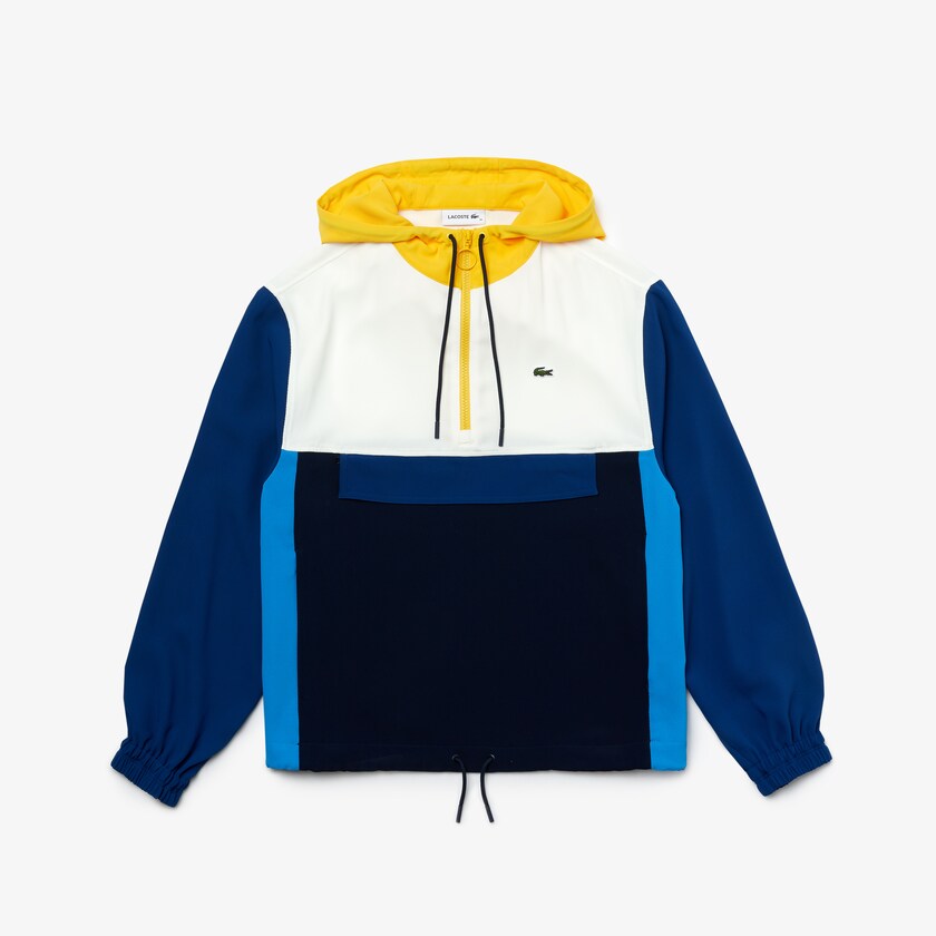 Sudaderas Lacoste Colorblock Zip-Front Hooded Mujer Azul Marino Azules Azules Blancos Amarillos | EN1-44884T2