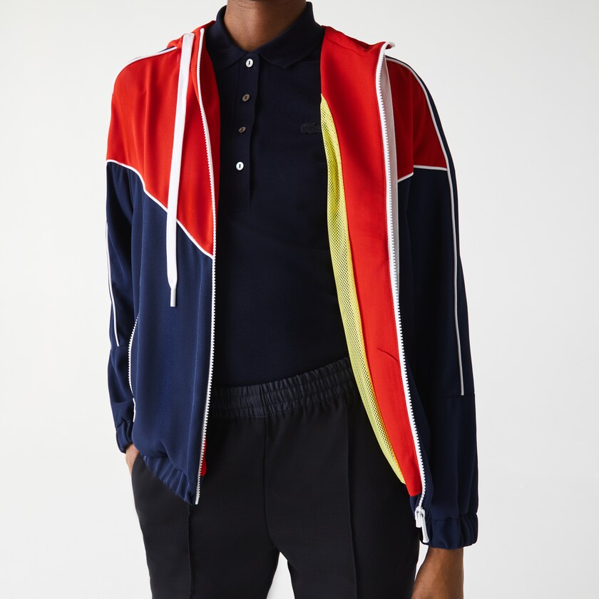 Sudaderas Lacoste Colorblock Zip-Up Hoodie Mujer Azules Blancos Rojos | LX5-84068O4