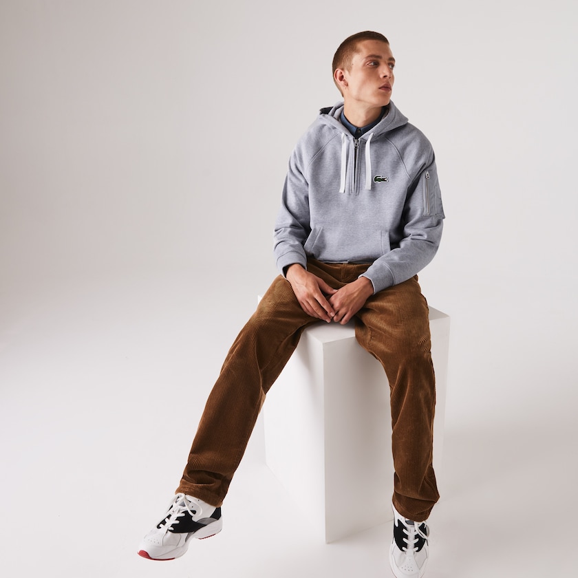 Sudaderas Lacoste Contrast Pocket Fleece Hombre Grises | LX6-46994E5