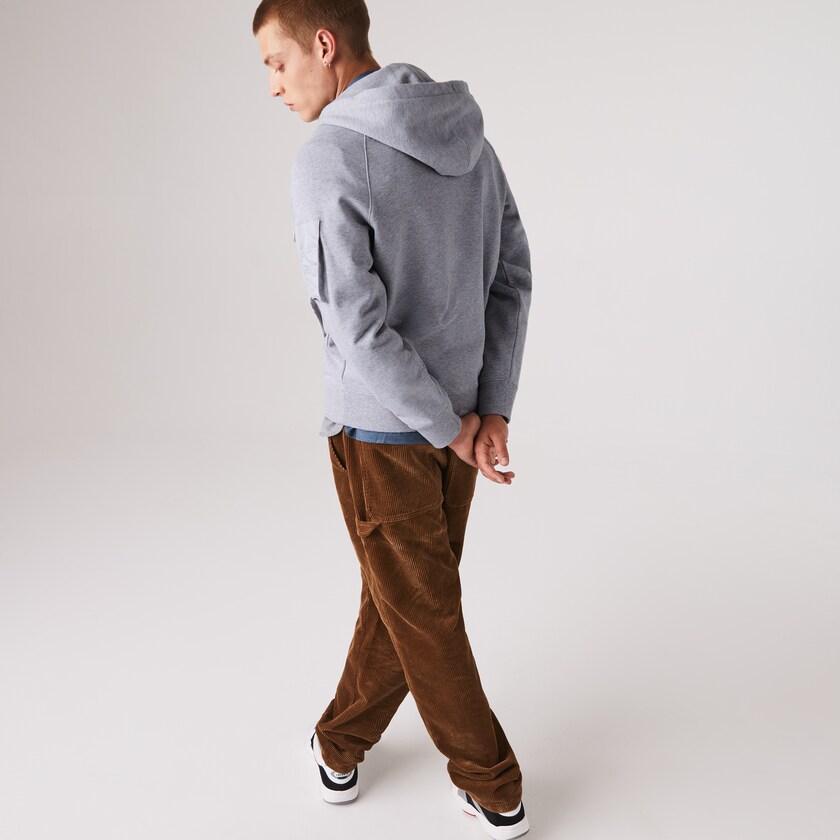 Sudaderas Lacoste Contrast Pocket Fleece Hombre Grises | LX6-46994E5