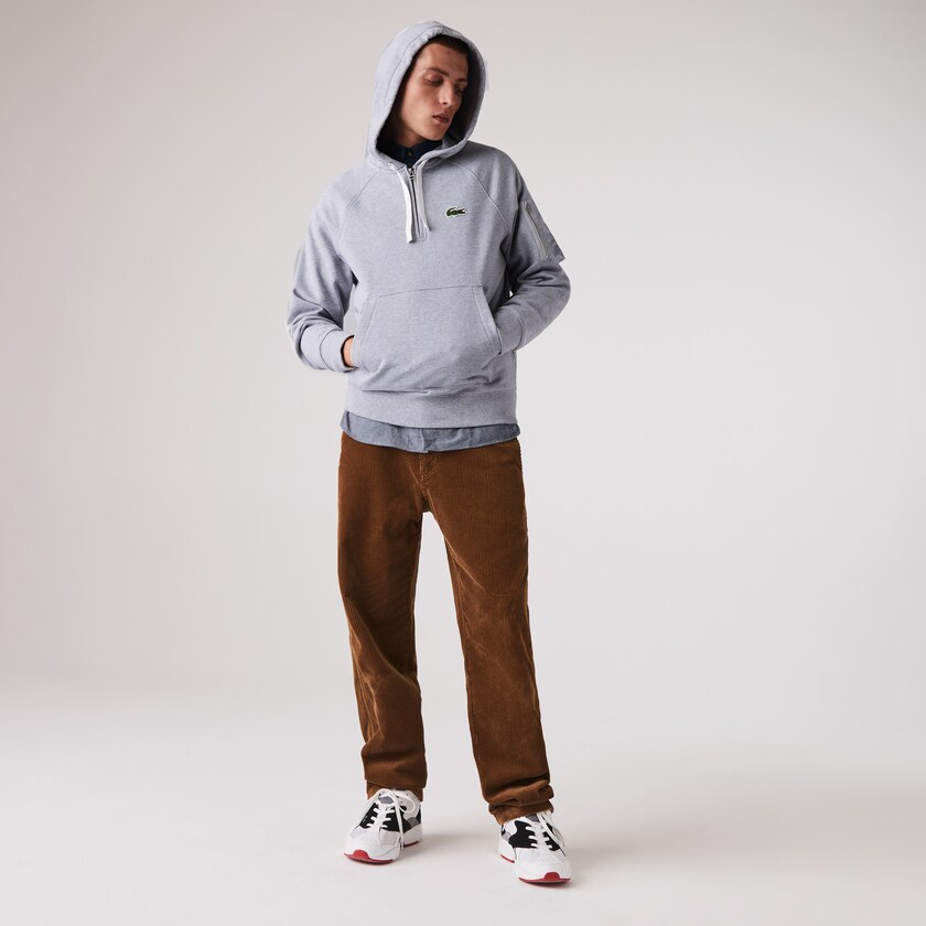 Sudaderas Lacoste Contrast Pocket Fleece Hombre Grises | LX6-46994E5