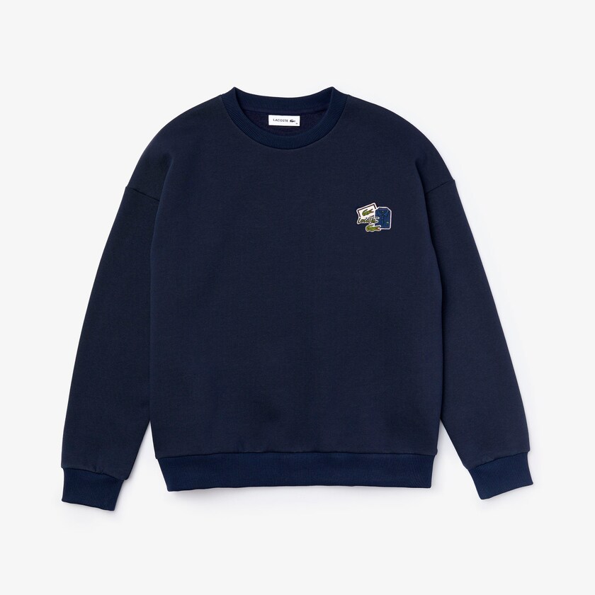 Sudaderas Lacoste Crew Neck Badge Fleece Mujer Azul Marino Azules | LB5-08290K5