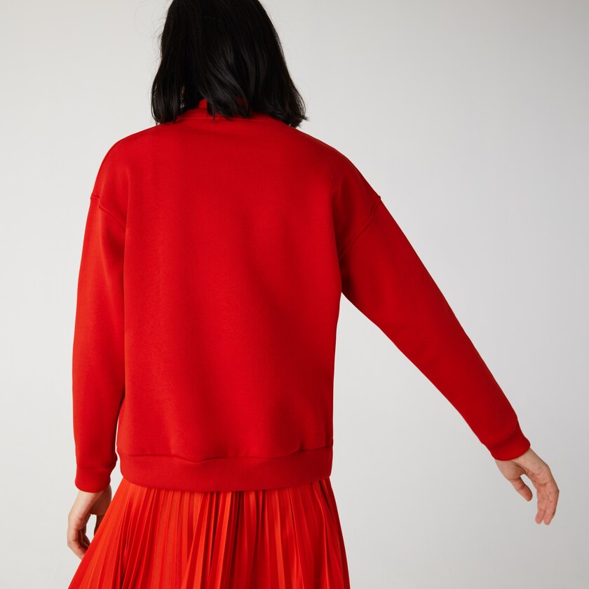 Sudaderas Lacoste Crew Neck Badge Fleece Mujer Rojos | AH4-21762I1