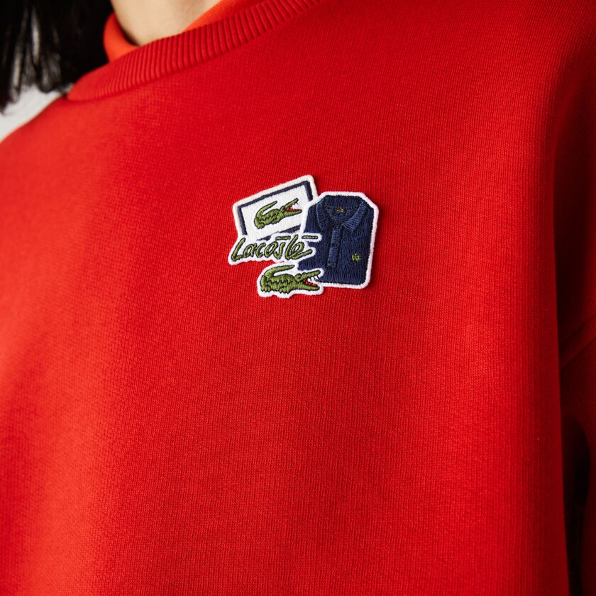 Sudaderas Lacoste Crew Neck Badge Fleece Mujer Rojos | AH4-21762I1