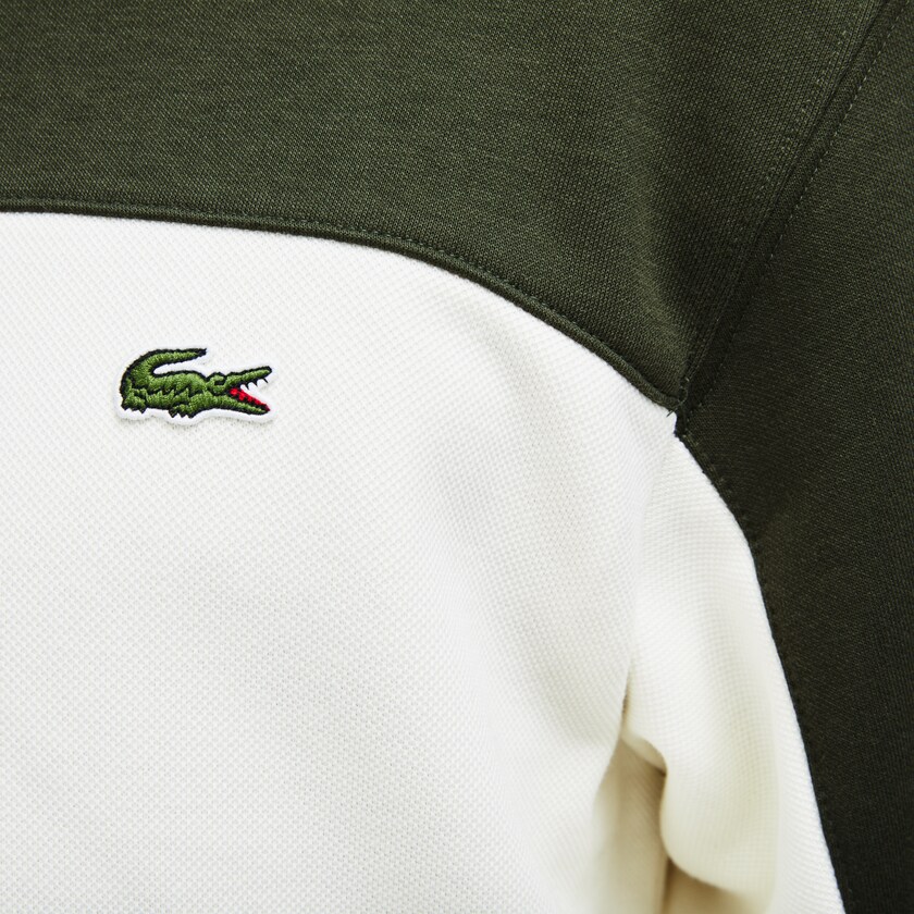 Sudaderas Lacoste Crew Neck Colorblock Piqué Fleece Hombre Azul Marino Azules Blancos Kaki Verdes | IF8-25072K8