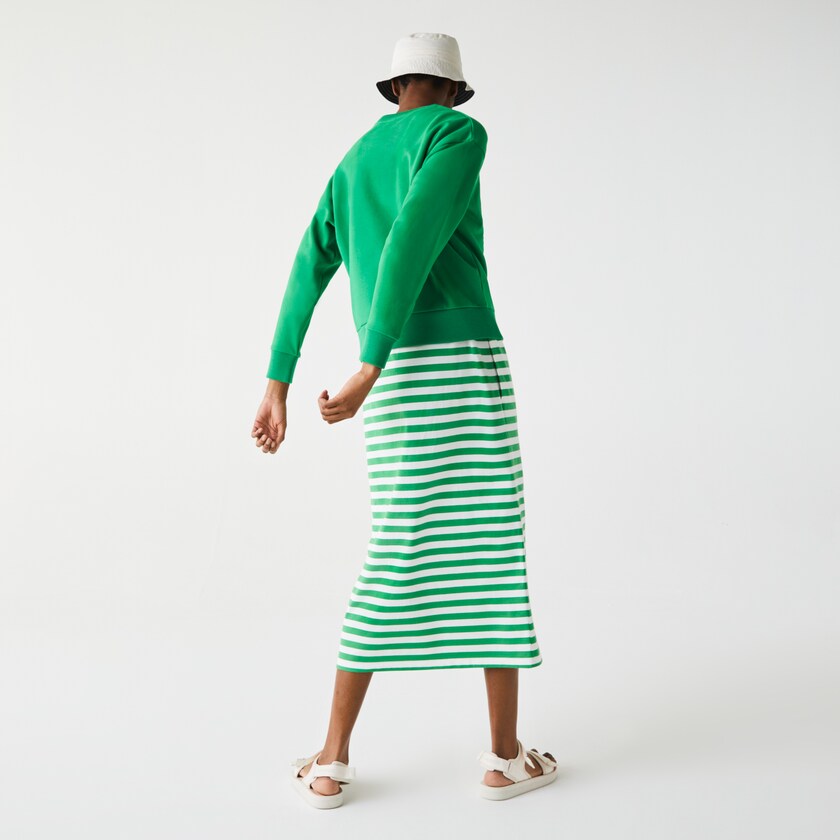 Sudaderas Lacoste Crew Neck Crocodile Print Cotton Fleece Mujer Verdes | AN5-35483J7