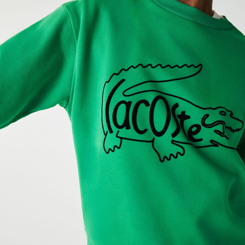Sudaderas Lacoste Crew Neck Crocodile Print Cotton Fleece Mujer Verdes | AN5-35483J7