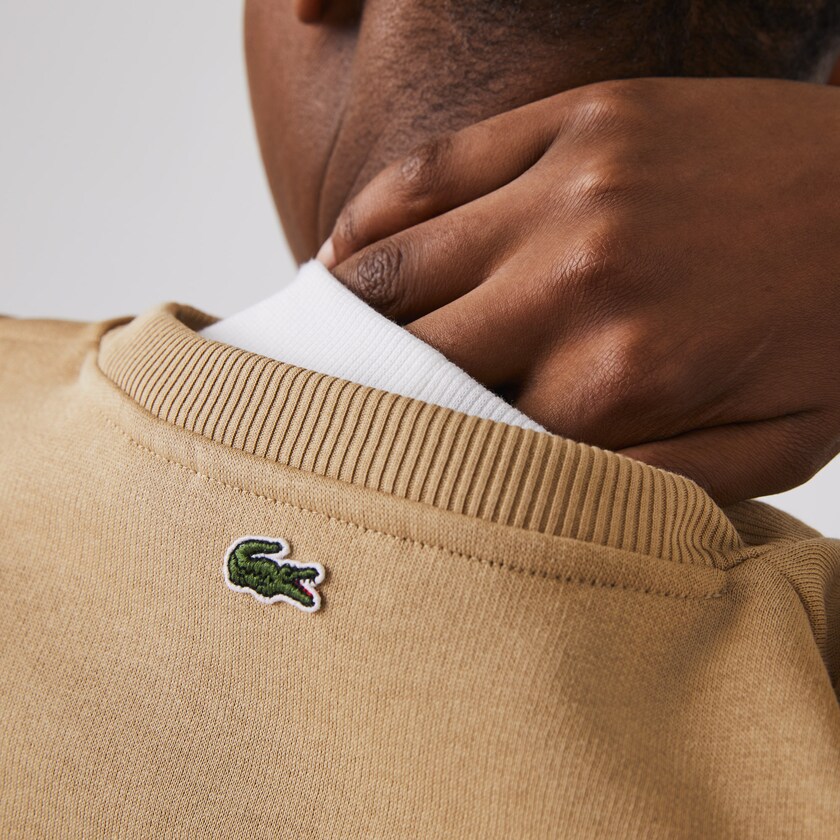 Sudaderas Lacoste Crew Neck Embroidered Fleece Mujer Beige | IN2-49404V5