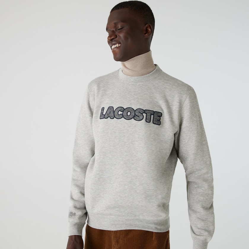 Sudaderas Lacoste Crew Neck Flecked Fleece Hombre Grises | UP8-05210X4